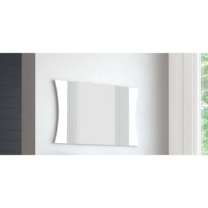 Specchio Frida, Specchio da bagno, 100% Made in Italy, cm 110x2h60, Bianco lucido