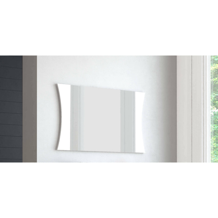 Specchio Frida, Specchio da bagno, 100% Made in Italy, cm 110x2h60, Bianco lucido
