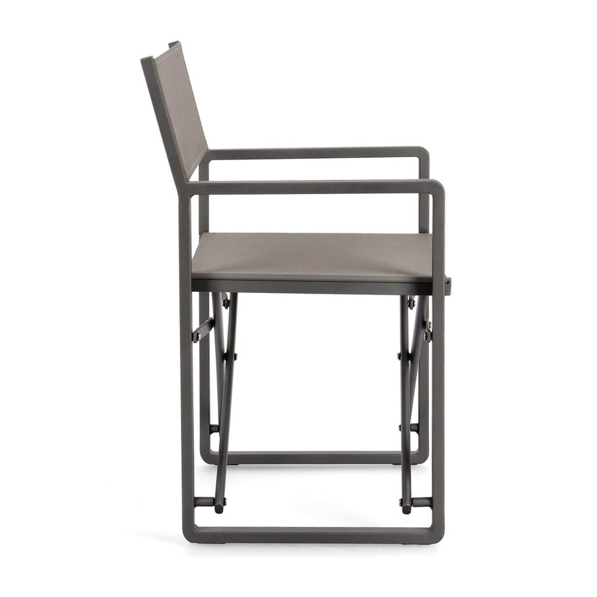 Set sedie regista da giardino KONNOR in textilene tortora e struttura in alluminio antracite