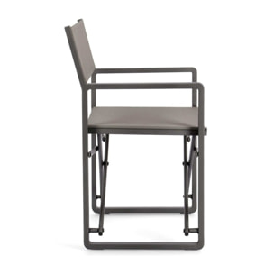 Set sedie regista da giardino KONNOR in textilene tortora e struttura in alluminio antracite
