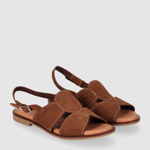 Sandalias de Serraje - Nogal - Tacón: Bajo