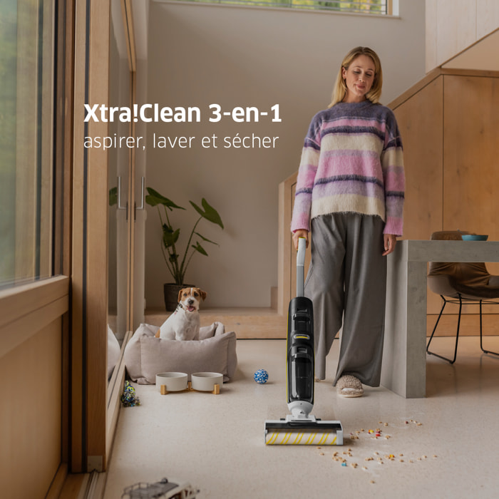 Aspirateur balai laveur sans fil Karcher FCV4 - eau et poussières - 200 m² - aspire lave et sèche