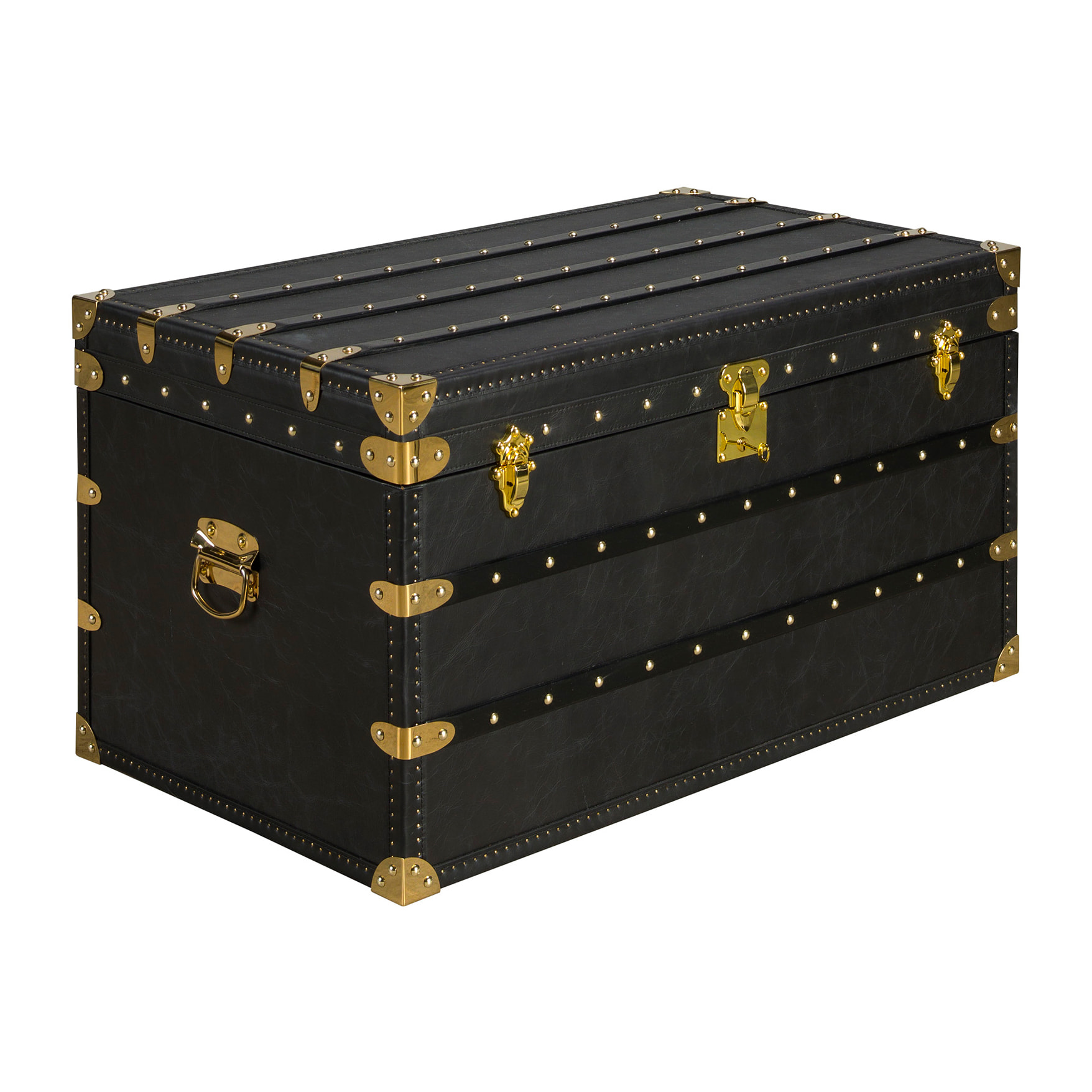 Baúl Angel Cerdá con estructura de madera MDF tapizada en piel de origen vacuno en negro 93x54x50cm