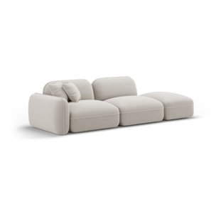 Canapé modulable droit "Lucien" 3 places en velours beige clair