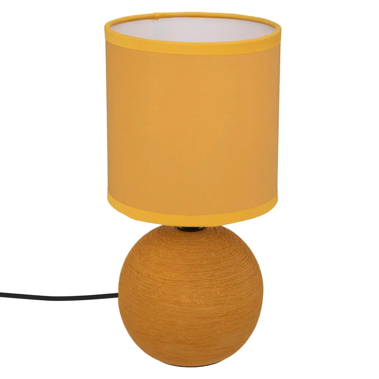 Lampe céramique "Timéo" jaune moutarde strié H25cm