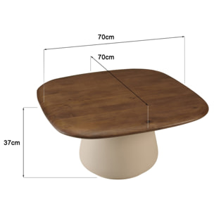 JAMES - Table basse 70x70cm en manguier pied métal ivoire JAMES (2 COLIS)