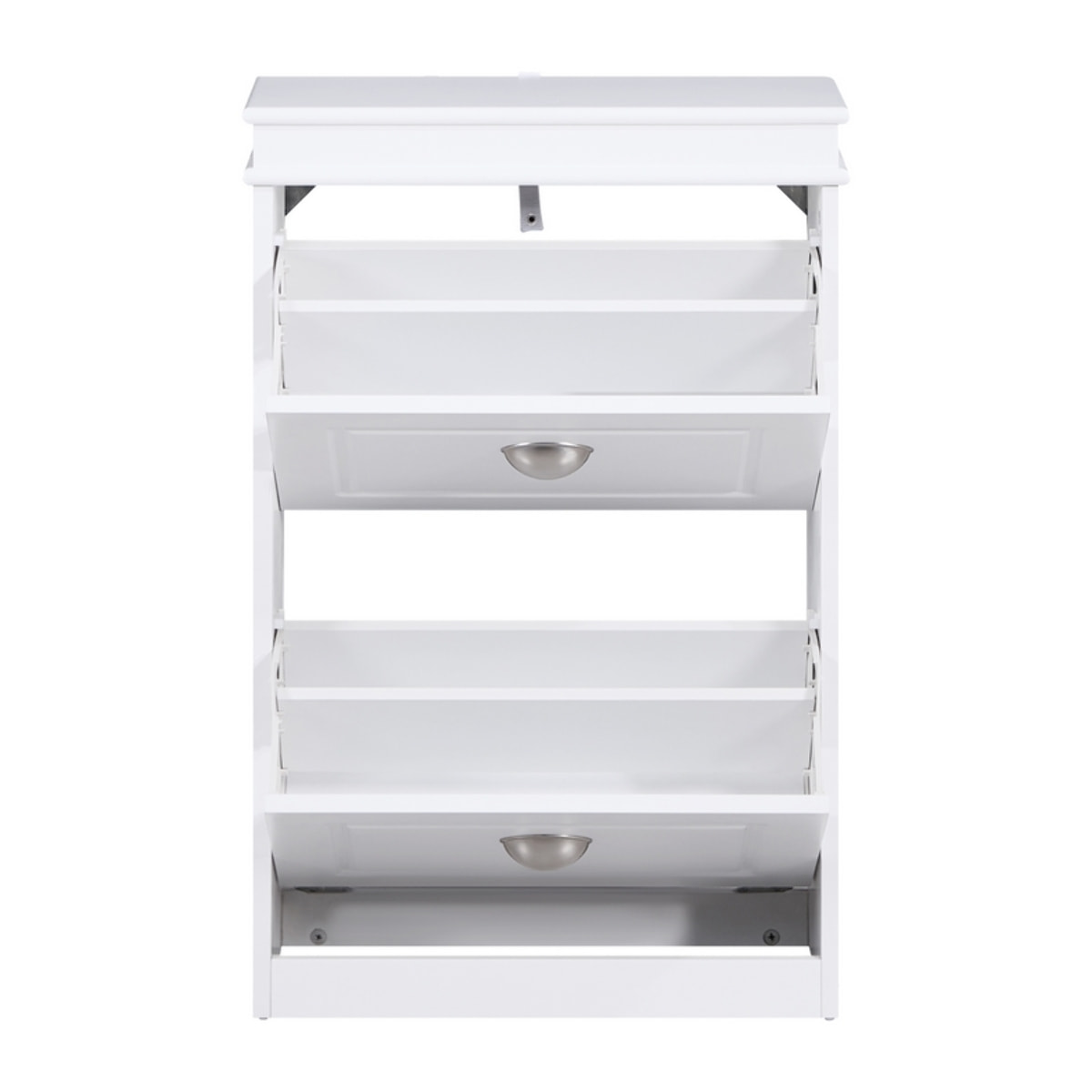 Scarpiera bianca salvaspazio con 2 ribalte 53x24x82 cm design bugnato- Vittoria