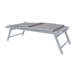 Coppia Di Lettini Prendisole Pieghevole Professionale in Alluminio e Tessuto Textilene Tettuccio Parasole Sdraio Mare Spiaggia 182x60x38 cm Grigio