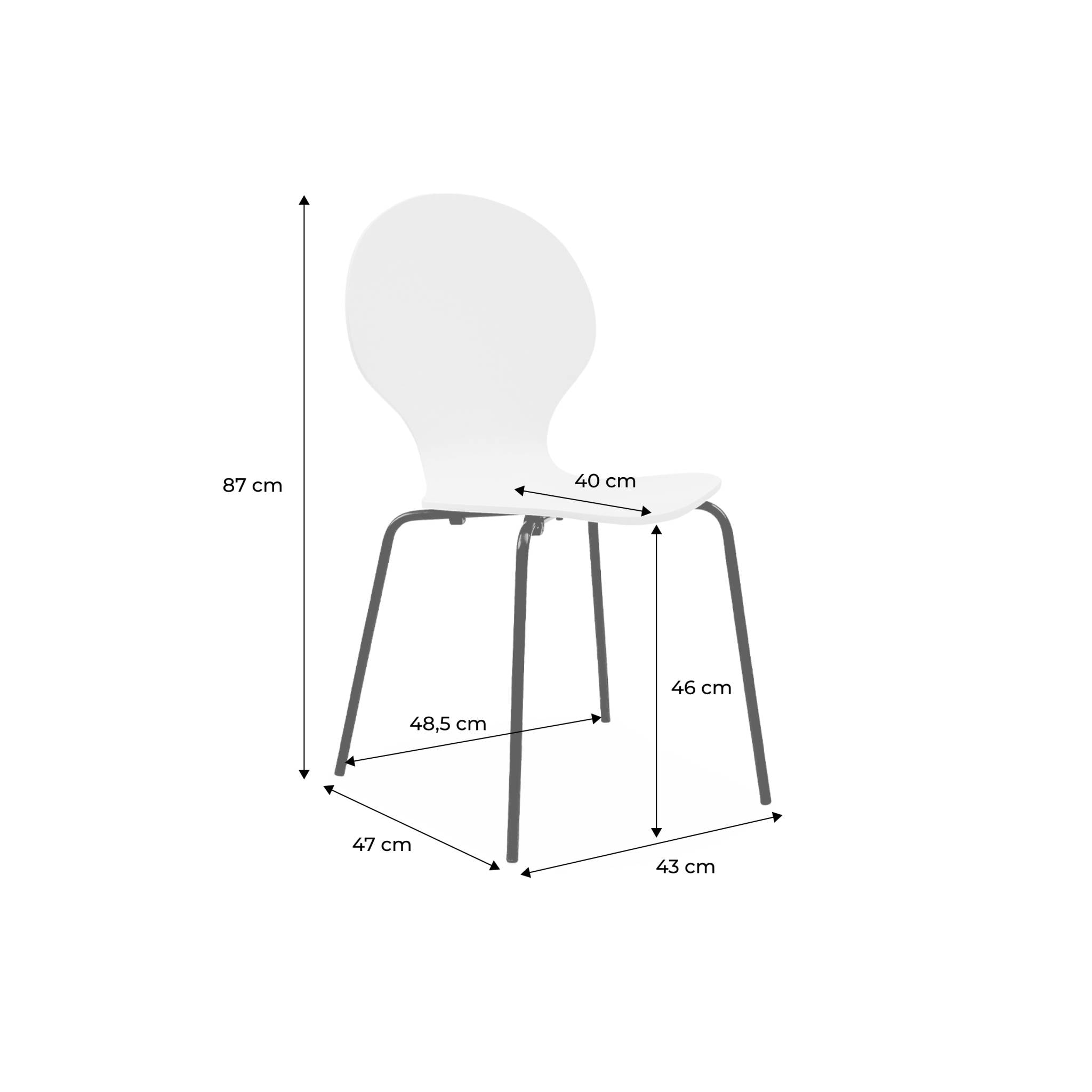 Lot de 4 chaises vert céladon. rétro empilables. bois d'hévéa et contreplaqué. pieds en acier. Naomi. L 43 x P 48 x H 87cm