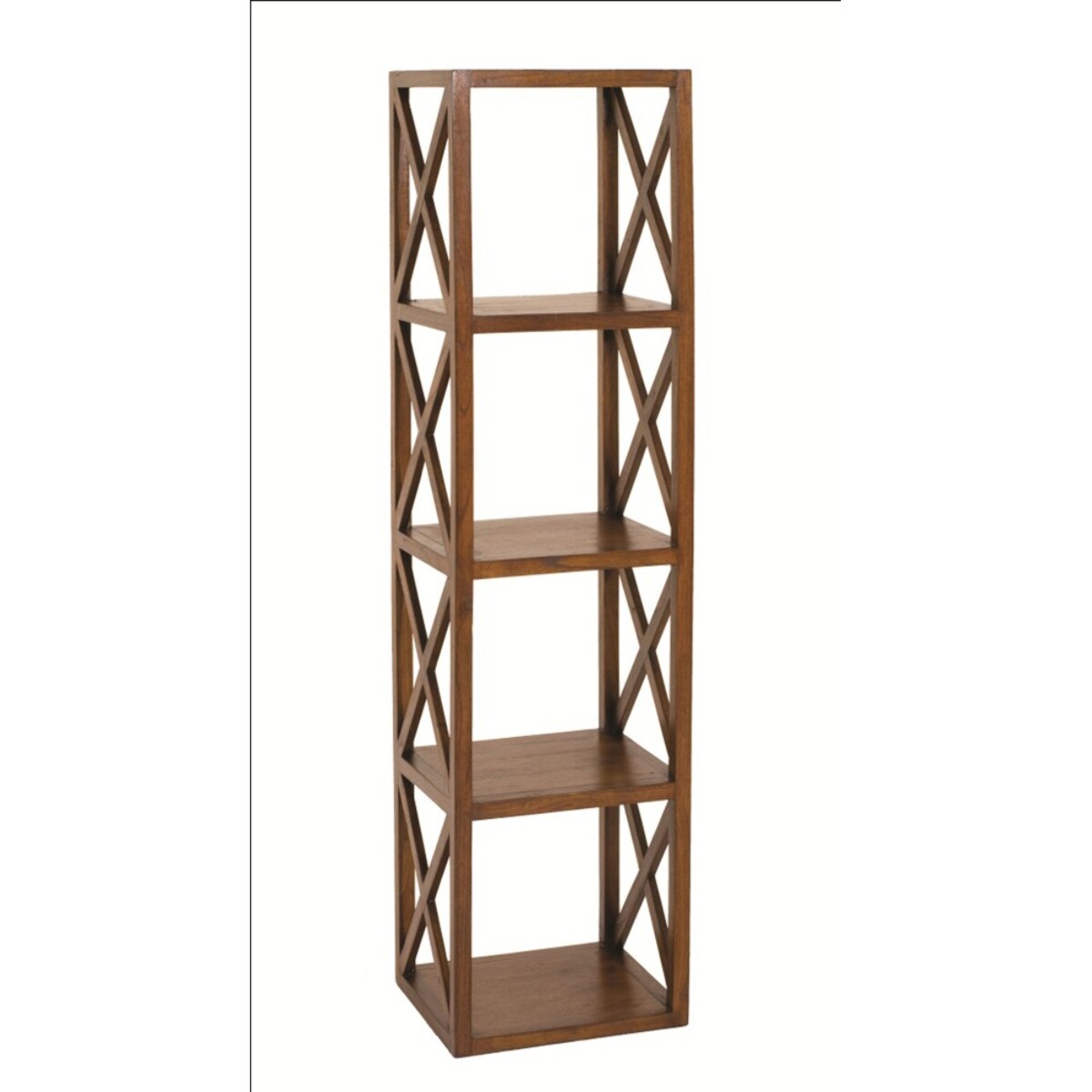 LAUREN - Étagère marron 4 cases 40 cm croisillons bois Mindi