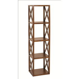 LAUREN - Étagère marron 4 cases 40 cm croisillons bois Mindi