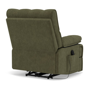 Chandler - Fauteuil relax électrique en velours texturé - Vert