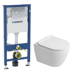 Dofix pack WC bâti-support + WC suspendu sans bride Ceramia PixL avec abattant SoftClose + plaque chrome (GEBCEPXWT010-FR)