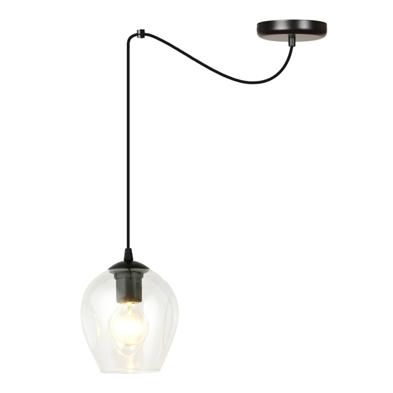 Lampada a sospensione LEVEL in acciaio nero e vetro trasparente