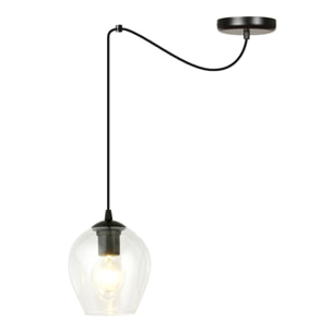 Lampada a sospensione LEVEL in acciaio nero e vetro trasparente