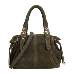 Borsa a mano da donna Made in Italy - Modello Elara Nova - Pelle scamosciata - 14.0 x 8.0 x 25.0 cm