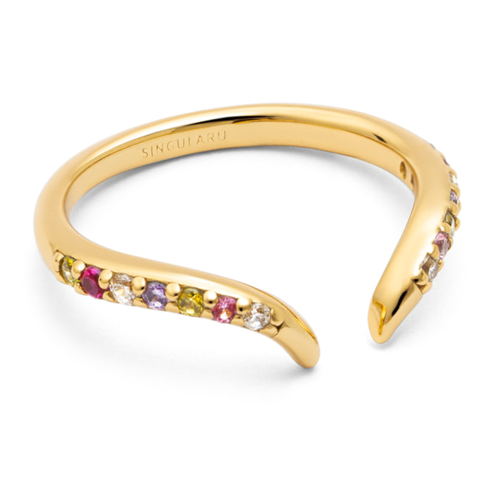 Anillo Peak Scarlett Colors Plata Baño Oro