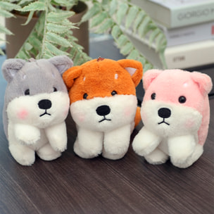 Peluche appeso extra soffice. Design Shiba Inu rosa. 18 cm.