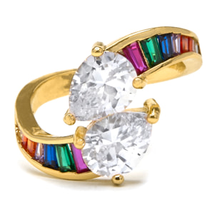 Anillo con Circonita Brillante acabado oro 18k