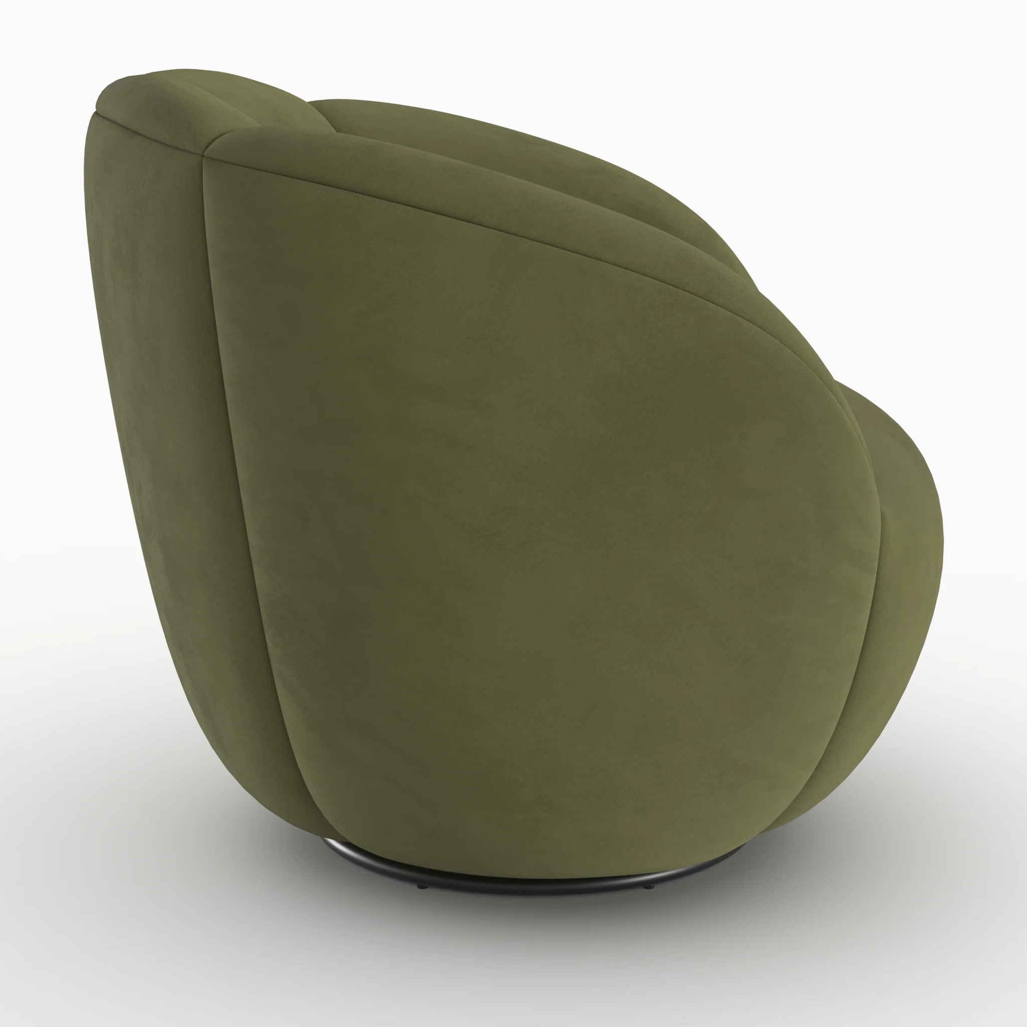 Fauteuil pivotant en velours vert olive foncé - Ysé