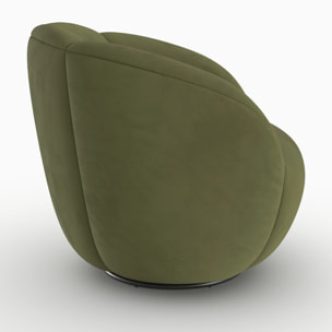 Fauteuil pivotant en velours vert olive foncé - Ysé