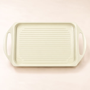 Plaque cuisson 44x27cm en fonte aluminium crème induction avec grille