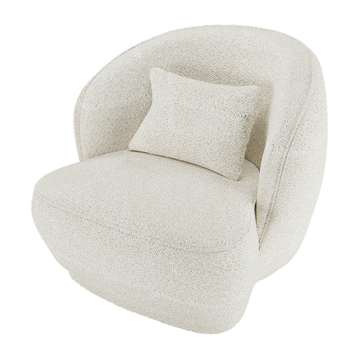 Fauteuil design bouclé blanc