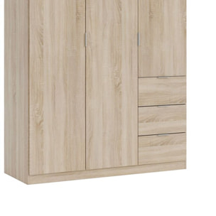 Armario Magan 3 puertas y 3 cajones Roble Canadian