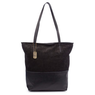 Bellino Bolso Tote Mujer. Piel auténtica Gamuza y Dollaro.