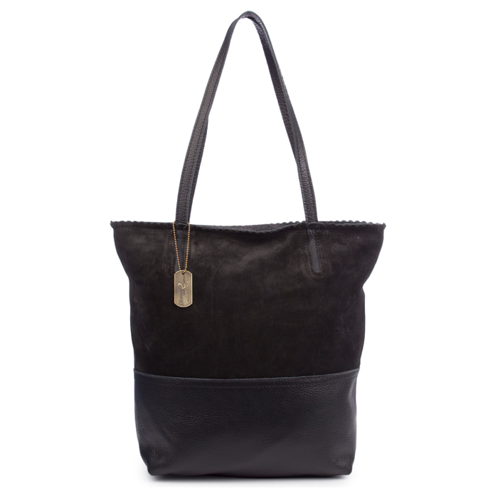 Bellino Bolso Tote Mujer. Piel auténtica Gamuza y Dollaro.