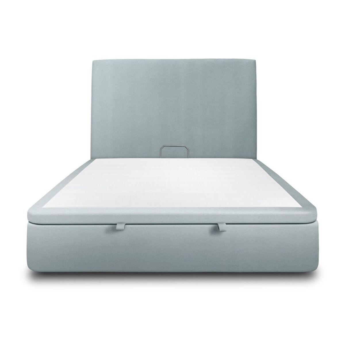 Lit avec sommier et tête de lit lisse - Tissu velours au style contemporain - Adapté à tous les matelas, montage rapide - Finition élégante - Rangement XXL