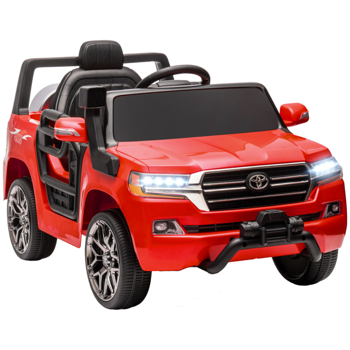 Coche Eléctrico para Niños de +3 Años Toyota LAND CRUISER Coche Eléctrico con Batería 12V Mando a Distancia Faros Bocina Arranque Suave y Música MP3 Rojo