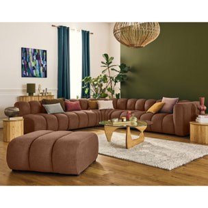 Debbie - canapé modulable d'angle gauche 5 places en tissu texturé - Terracotta