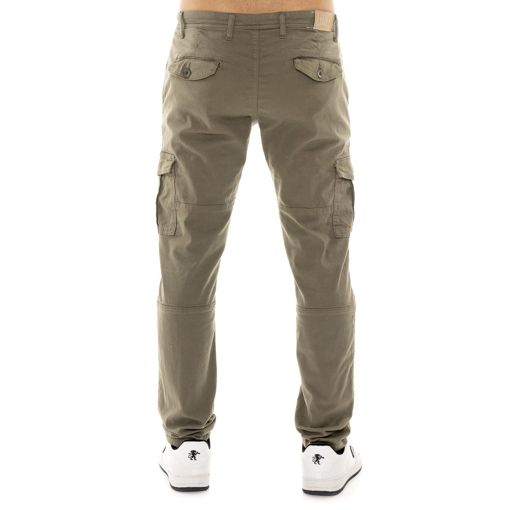 Pantaloni cargo in twill da uomo con passanti Leone Easy