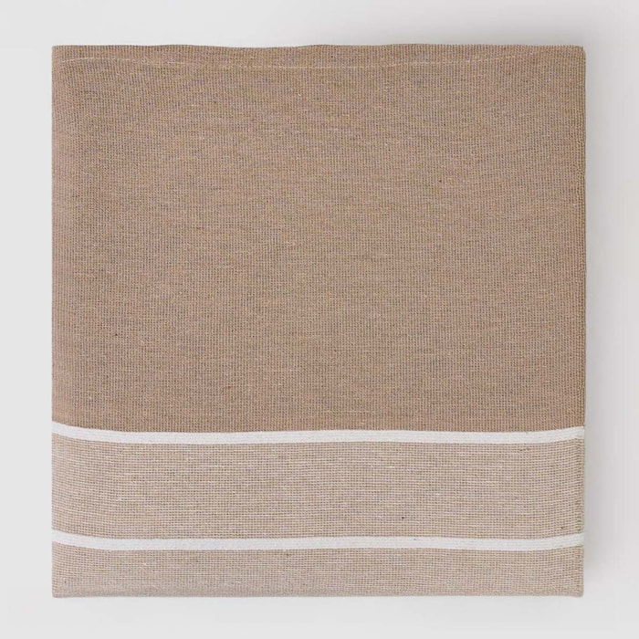 Pouf multiuso a righe larghe beige/sabbia