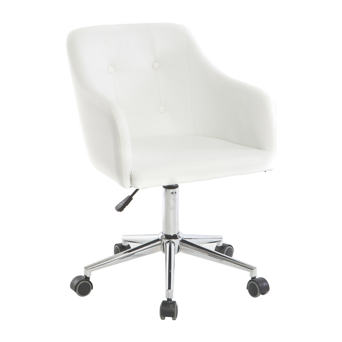 Chaise de bureau à roulettes design blanc et acier chromé BALTIK