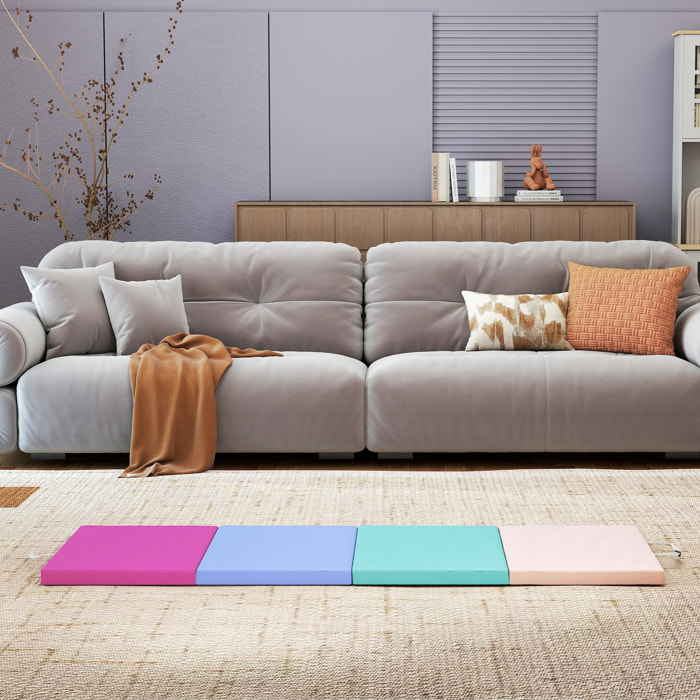 Colchoneta Gimnasia Plegable de Grosor de 5 cm, Tapete de Ejercicio con Asas de Transporte, Bolsa, Esterilla de Gimnasia para Yoga, Aeróbic, Artes Marciales, Multicolor