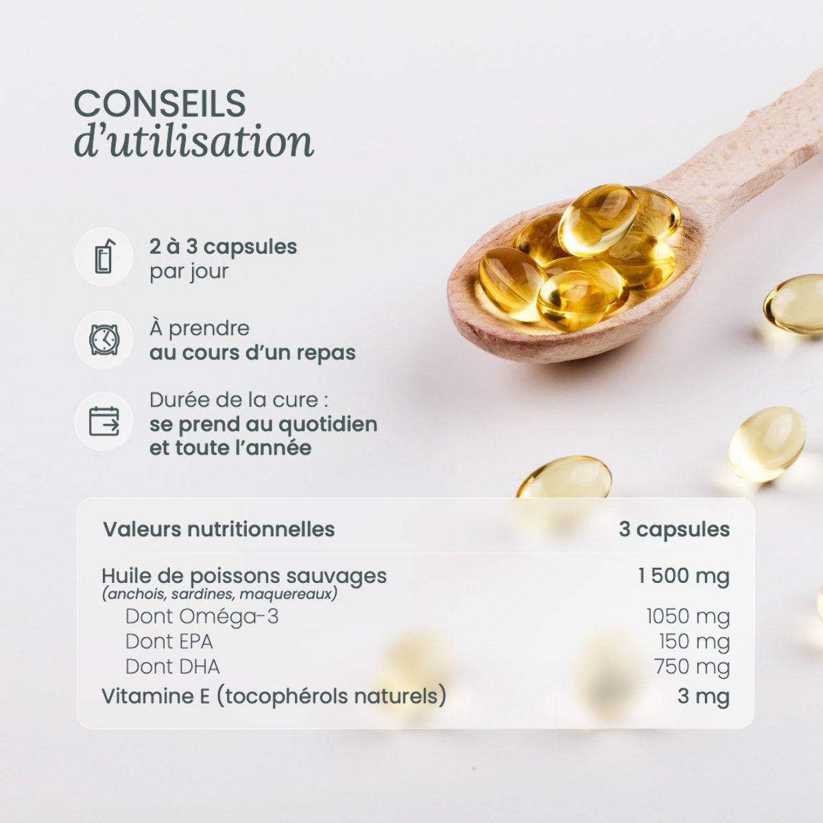 Nutri&Co Omega3 Huile de Poissons Sauvages EPAX®, Haute Concentration - 120 gélules