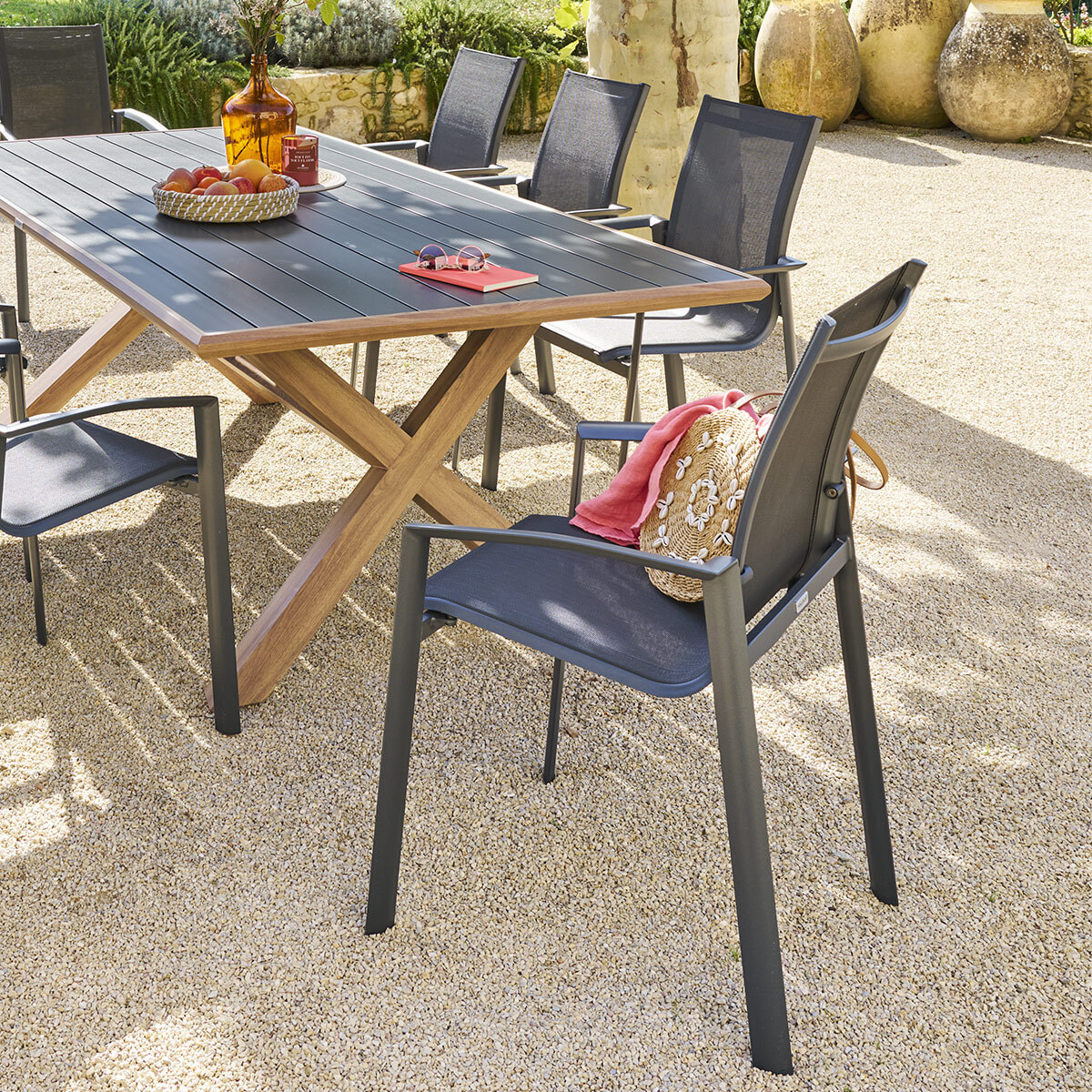 Fauteuil de jardin empilable Axant Anthracite & Graphite