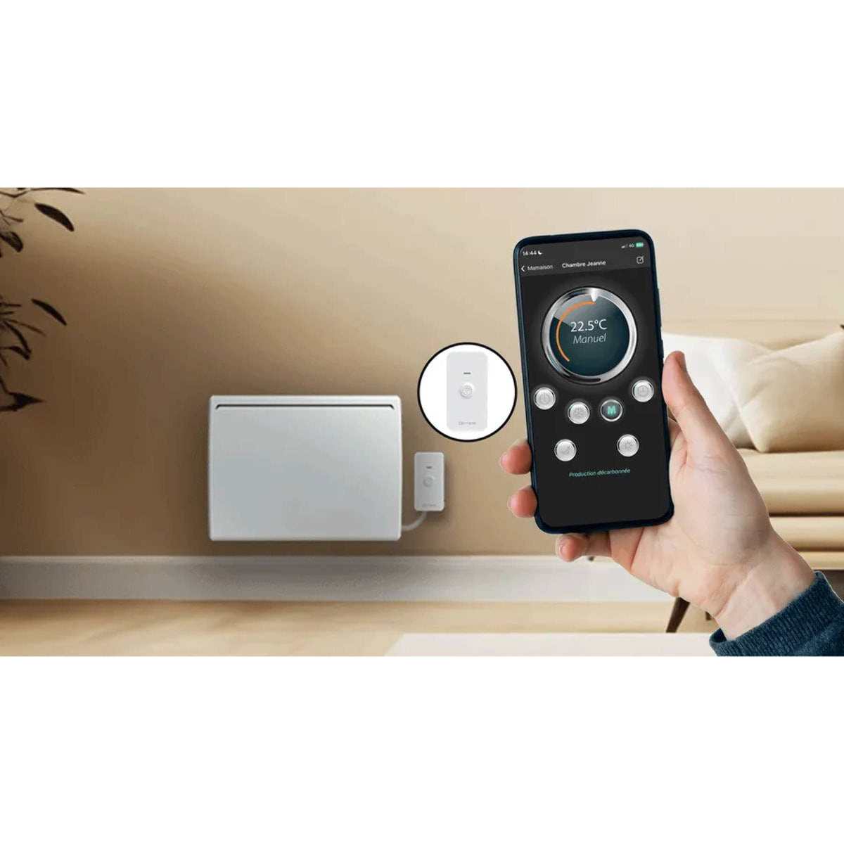 Radiateur électrique LCD céramique blanc 1000W UNO connecté
