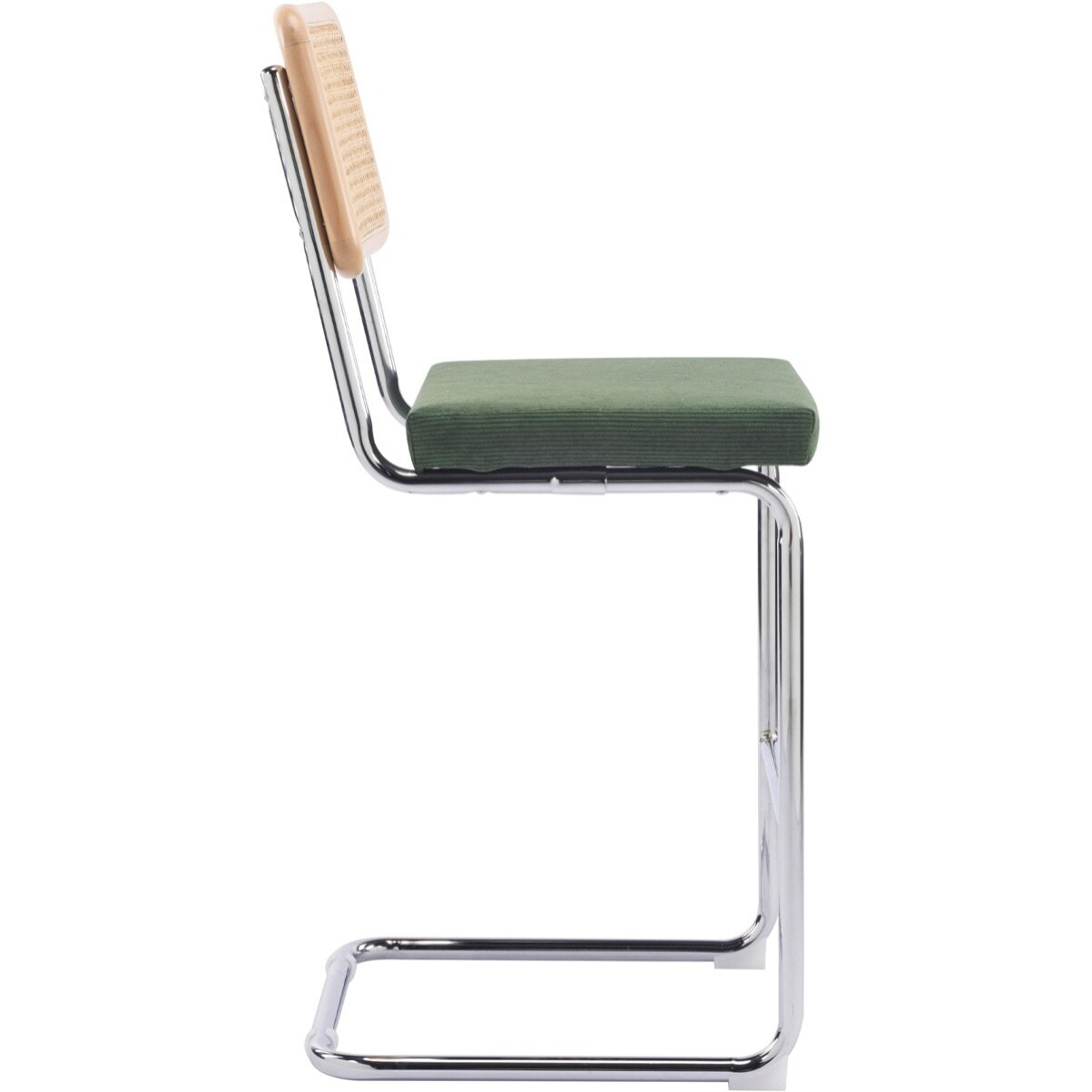 Lot de 2 tabourets de bar en cannage et velours côtelé - MUSE