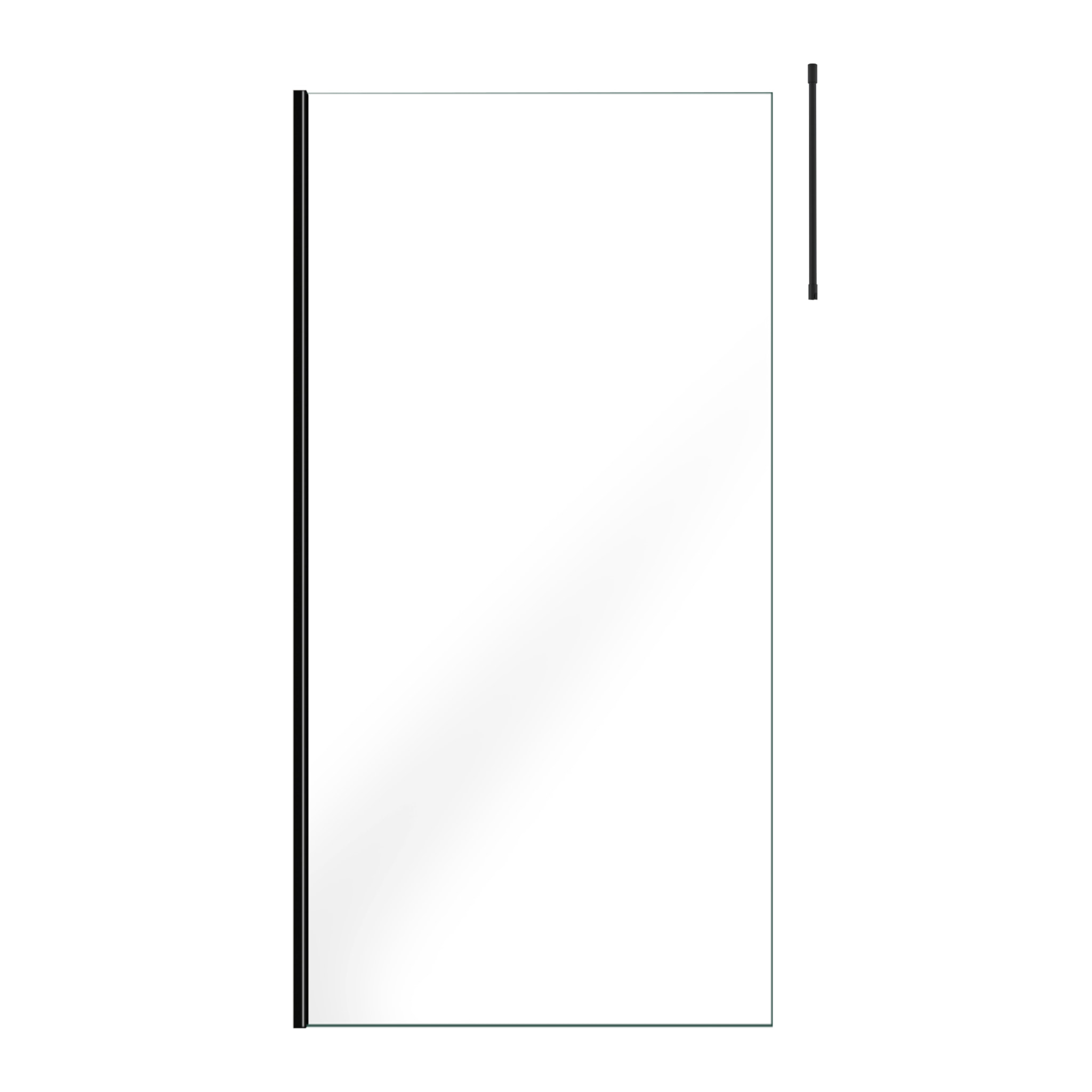 Paroi de Douche 100x200cm Verre Transparent - Profilé + Barre Plafond Noire - FREEDOM 2 BLACK