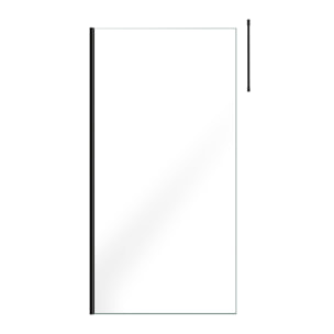 Paroi de Douche 100x200cm Verre Transparent - Profilé + Barre Plafond Noire - FREEDOM 2 BLACK