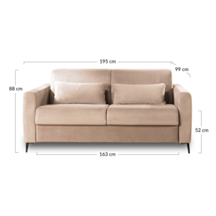 Owen - canapé 3 places convertible express couchage quotidien 140 cm matelas 12 cm en velours - Bleu nuit