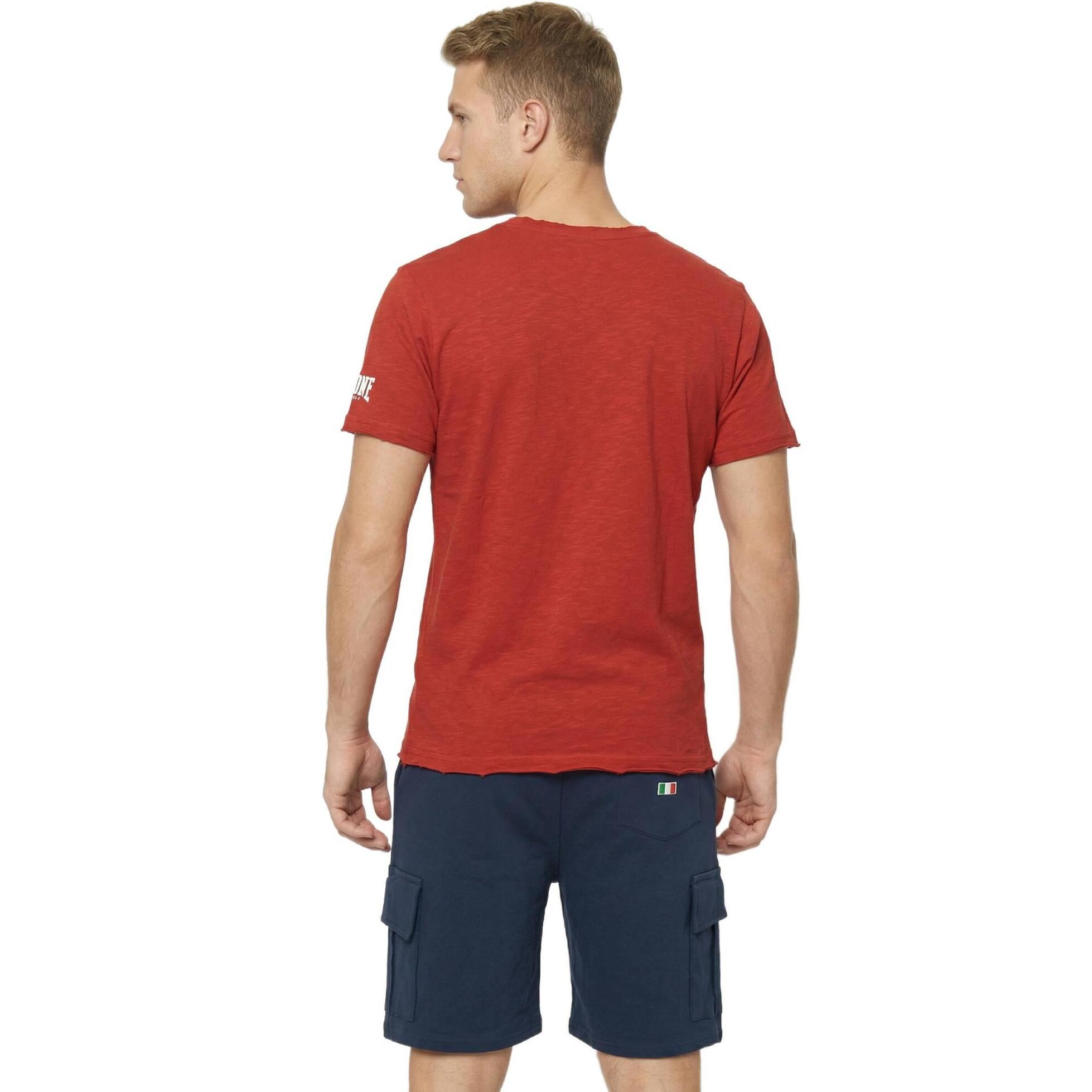 Camiseta de manga corta para hombre de tejido slub con pequeño logo.