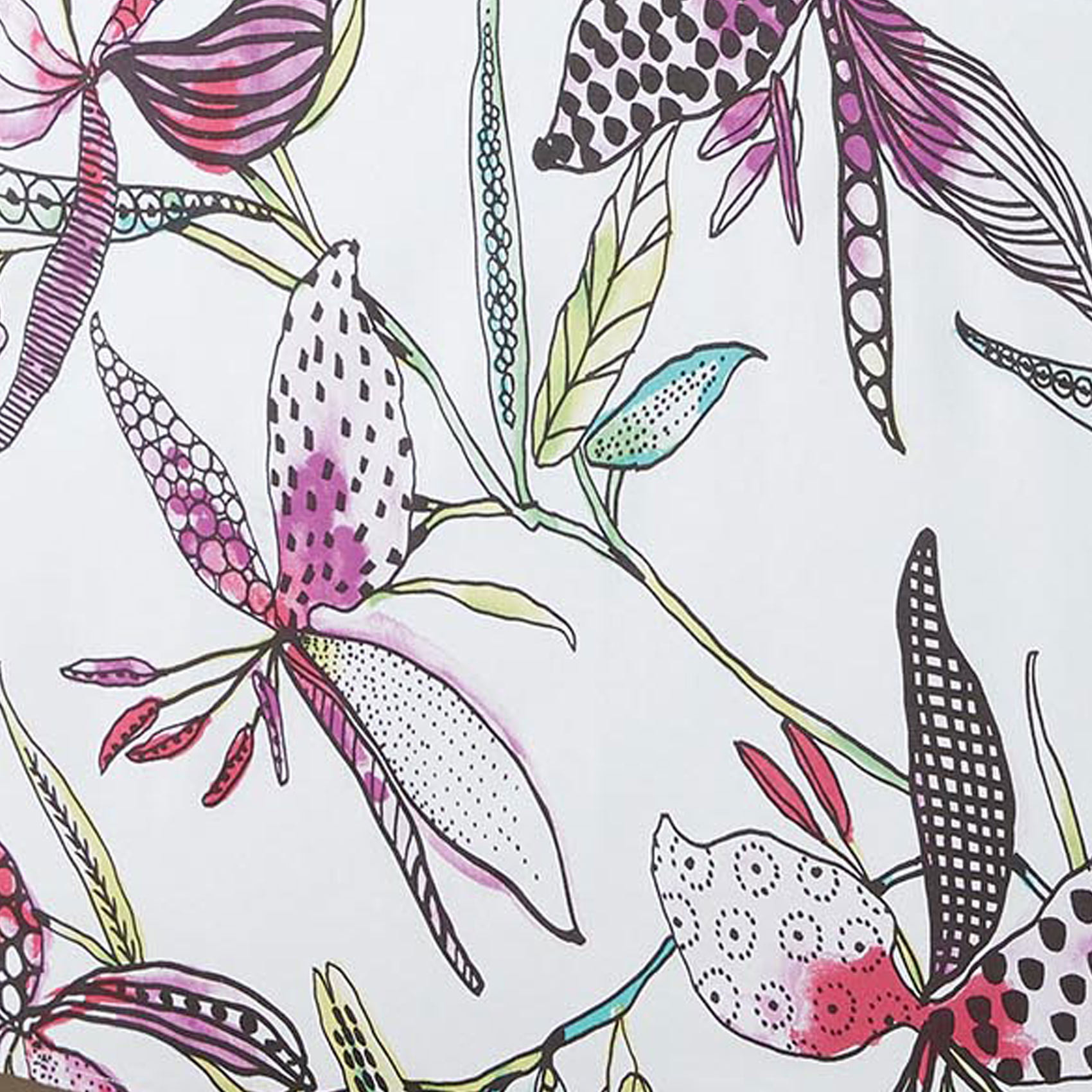 Nappe enduite aux fleurs exotiques - Blanc