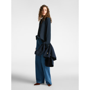 Elena Mirò - T-shirt polo in due tessuti - Blu