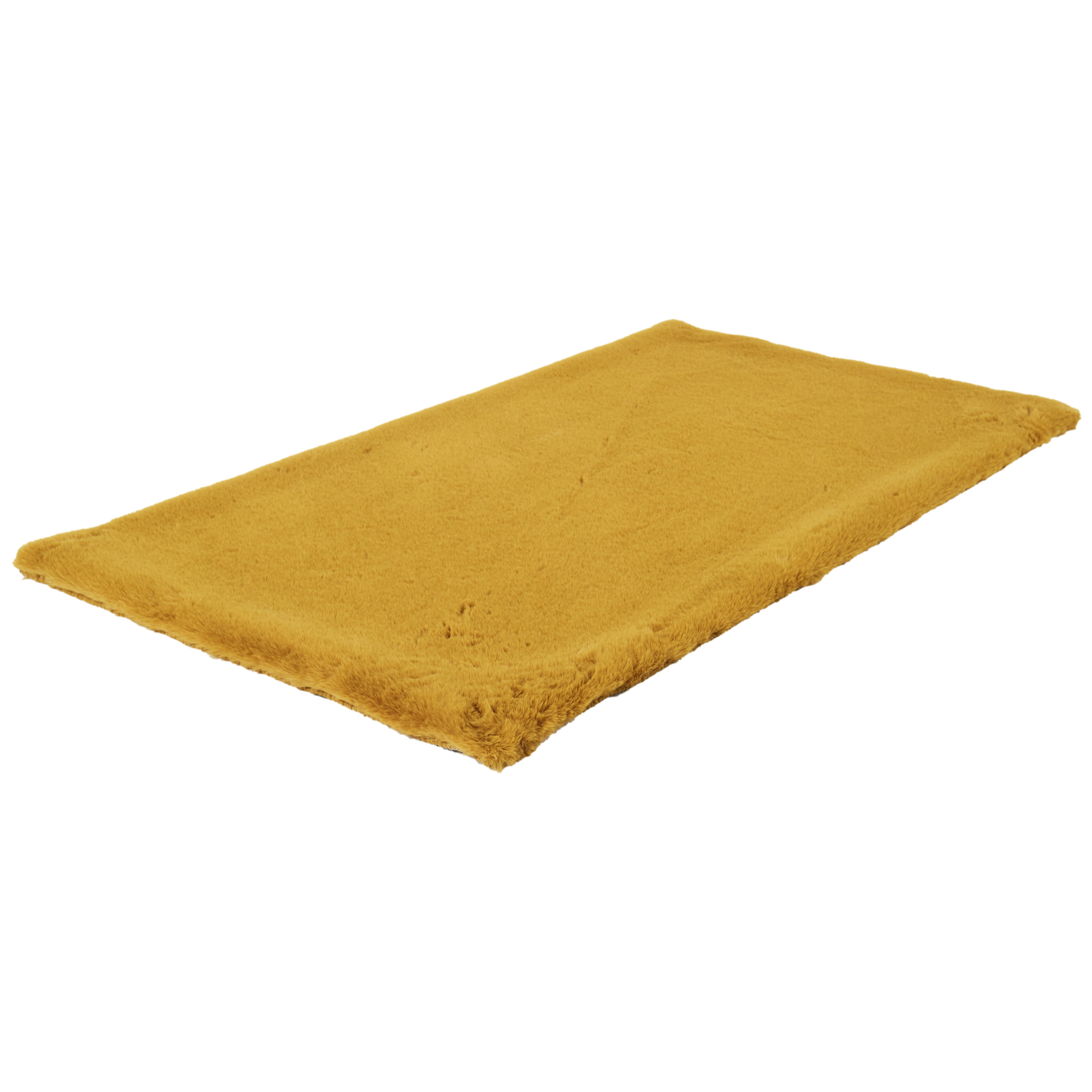 Tapis Imitation Fourrure Fin Moutarde 110x60cm