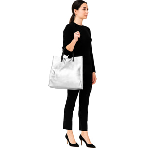 Borsa a mano da donna Made in Italy - Modello Ereva - 100% pelle - 34.5 x 32.0 x 17.0 cm