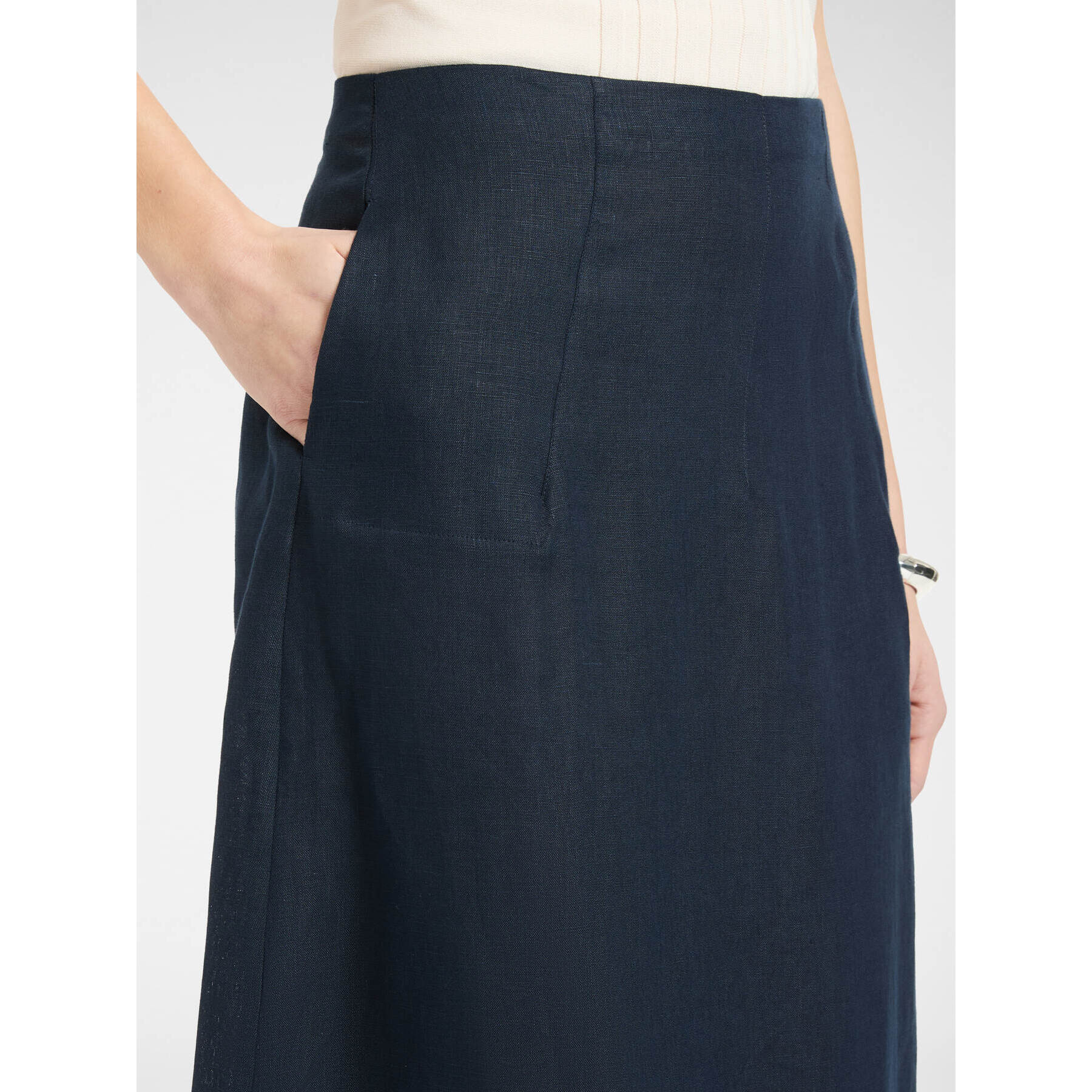 Elena Mirò - Falda en A de lino - Azul